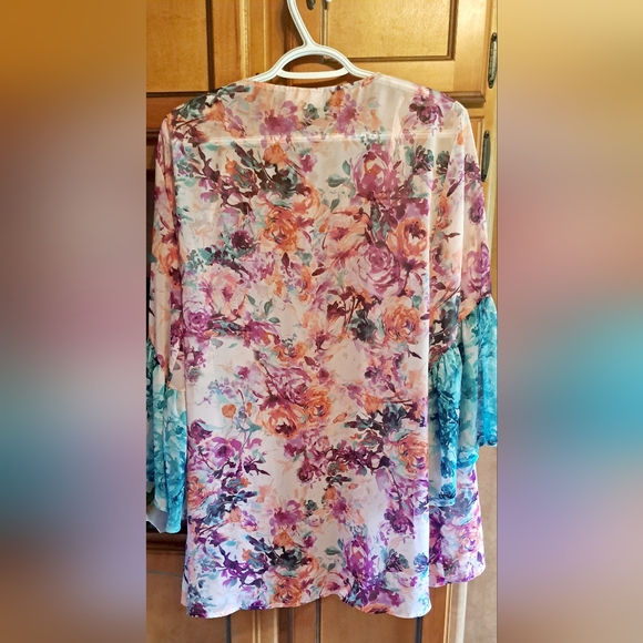 Bell-Sleeve Chiffon Kimono Cardigan - Picture 9 of 11